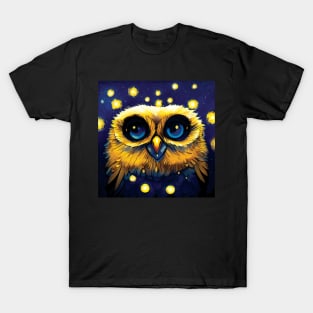 Fluffy Baby Owl in the Night Sky T-Shirt